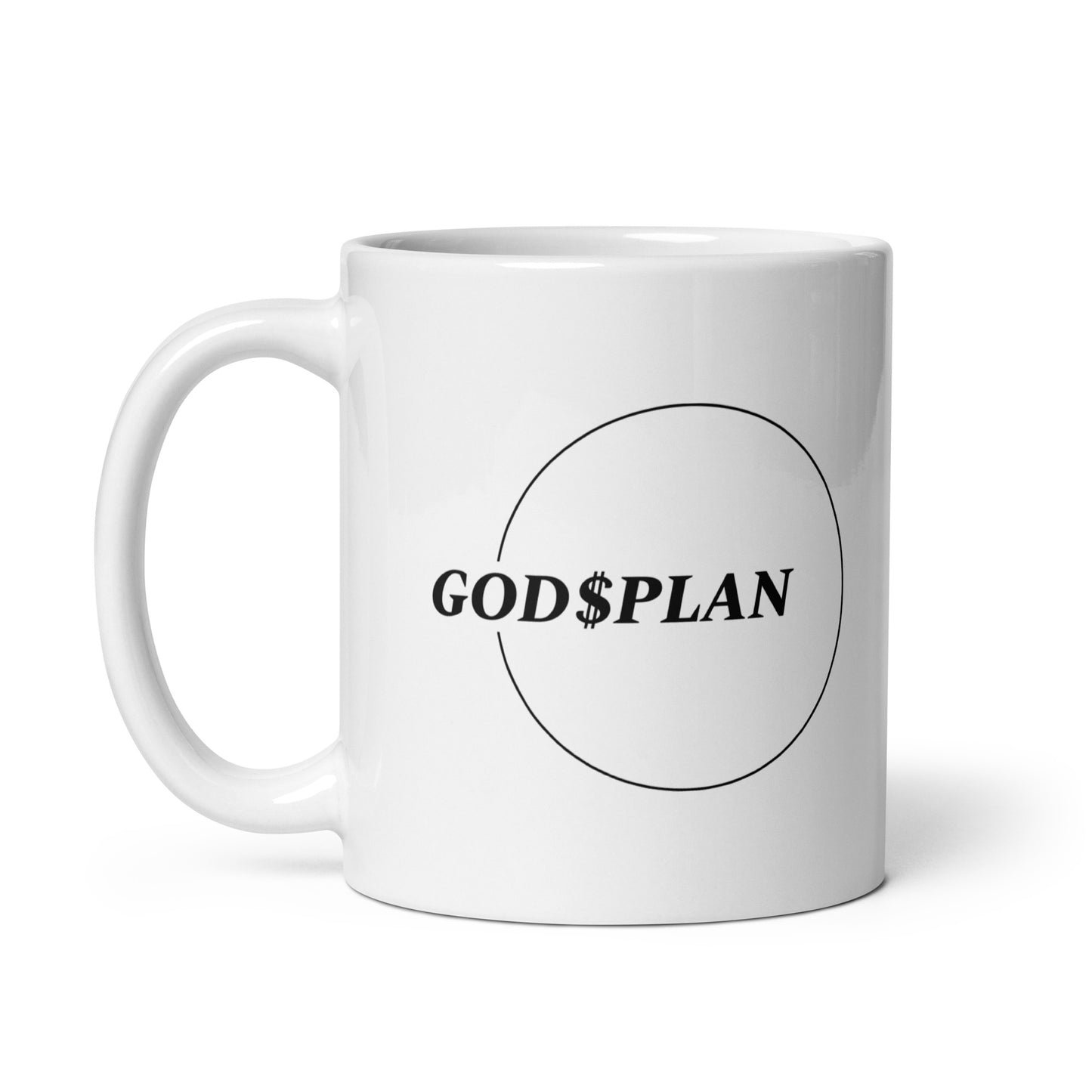 GOD$PLAN White glossy mug