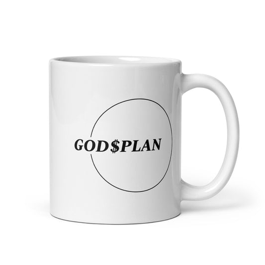GOD$PLAN White glossy mug